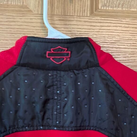 Harley Davidson Red Black Fleece Jacket Medium - Picture 5 of 5
